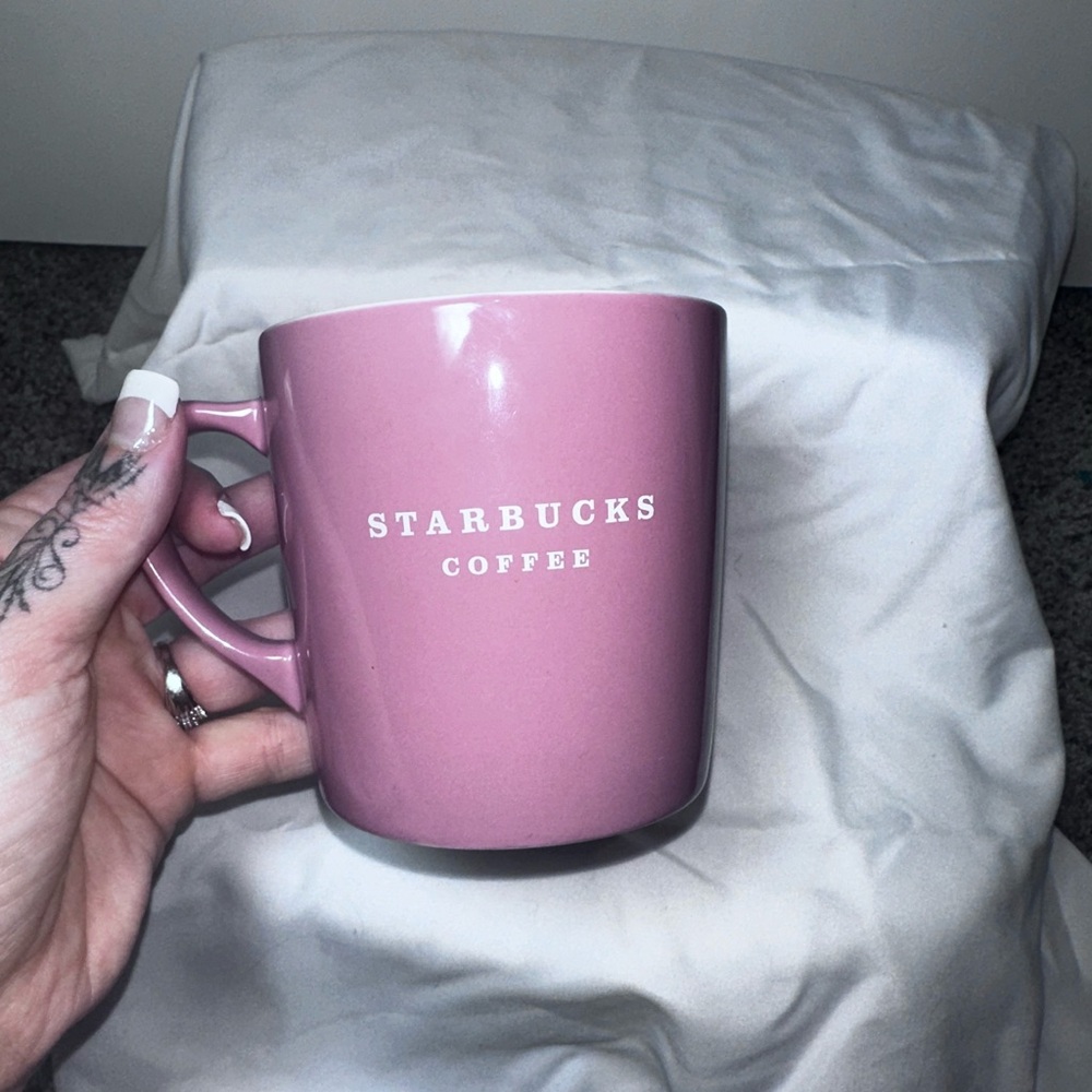 Vintage Starbucks Coffee Mauve Pink Ceramic Mug 12oz Y2K 2004 Logo Cup